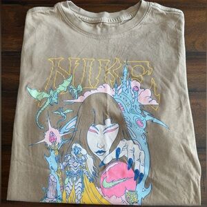 Nike Graphic Fantasy Art T-Shirt | Wizard Dragon Crystal Ball | Size M